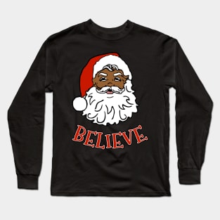 Black Santa Believe Long Sleeve T-Shirt